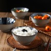 Nostalgic Charm: Japanese-inspired Ceramic Rice Bowls 5"