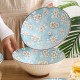 Winter Blossom Harmony: Set of 4 Ceramic Underglaze Bowls, 8 Inches, Snow Sakura Vertical Pattern