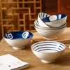 Artistry in Bowls: Japanese Style Underglaze Ceramic Dinner Bowls Set of 4