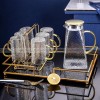 Sculpted Elegance: Hammered Borosilicate Glass Water Set with Pitcher and Cups