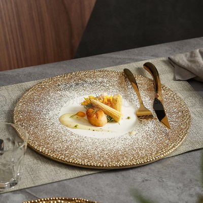 Fafartc Gypsophila Series Dinnerware Ceramic Dining Plate Flat Plate Gold-white Shallow Bowl Fafartc Gypsophila Series Dinnerware Ceramic Dining Plate Flat Plate Gold-white Shallow Bowl