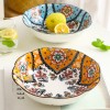 Nordic Underglaze Dinnerware: Lotus Relief Ceramic Bowl 9''