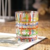 Contrast Color Stripe Glass Cups Painted Water Cup Whiskey Glass