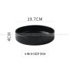 Ceramic Deep Dish Shallow Bowl Straight Bowl Flat Bottom Black Plate