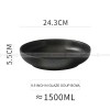 Ceramic Round Serving Bowl Wide Shallow Bowl Black Matte Bowl