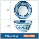푸른색과 흰색의 세라믹 그릇, 아래에 유약이 발려 있는 일본 스타일, 5인치, 4개 세트