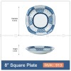 Japanese Blue and White Ceramic Square Dinner Plates 8" Set of 4