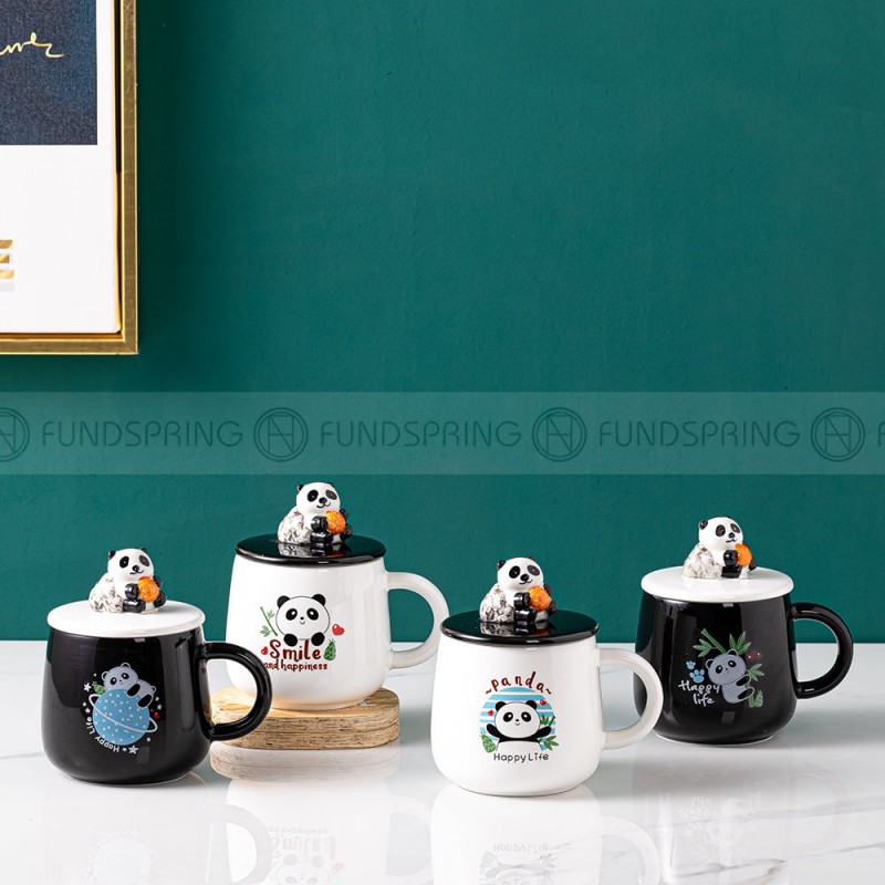 Panda Ceramic Cups Black and White Cups Ceramic Coffee Mugs