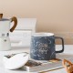 Nordic Marbled Mug Simple Ceramic Cup with Lid Spoon Coffee Water Cup 400ml