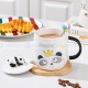 Cute Cartoon Panda Ceramic Mug Creative Relief Three-dimensional Lid