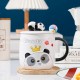 Cute Cartoon Panda Ceramic Mug Creative Relief Three-dimensional Lid