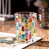 Contrast Color Stripe Glass Cups Painted Water Cup Whiskey Glass