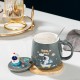 귀여운 우주 비행사 행성 컵 세라믹 머그잔 커플 워터 커피 컵 380ml
