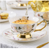 Elegant Gold-Plated Royal Flower Bone China Tea Cups and Coffee Mug Set