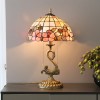 Vintage Flower Decorated Table Lamp and Floor Lamp with Shell Lamp Shade and Solid Swan Holder