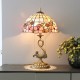 Vintage Flower Decorated Table Lamp and Floor Lamp with Shell Lamp Shade and Solid Swan Holder