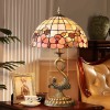 Vintage Flower Decorated Table Lamp and Floor Lamp with Shell Lamp Shade and Solid Swan Holder