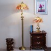 Vintage Flower Decorated Table Lamp and Floor Lamp with Shell Lamp Shade and Solid Swan Holder