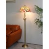 Vintage Flower Decorated Table Lamp and Floor Lamp with Shell Lamp Shade and Solid Swan Holder