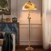 Tiffany Floor Lamp with Shell Lampshade and Solid Brass on Swan or Goddess Lampstand