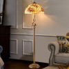 Tiffany Floor Lamp with Shell Lampshade and Solid Brass on Swan or Goddess Lampstand