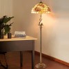 Tiffany Floor Lamp with Shell Lampshade and Solid Brass on Swan or Goddess Lampstand