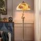 Tiffany Floor Lamp with Shell Lampshade and Solid Brass on Swan or Goddess Lampstand