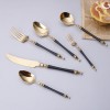 304 Stainless Steel Cutlery Set Steak Fork, Knife, Spoon, Ceramic column handle Retro Euro Design Flatware