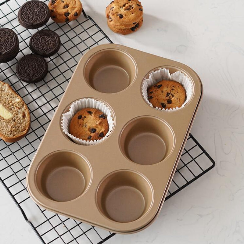 Champagne Non-stick Baking Pan 6 Cups Muffin Mold Cake Baking Mold