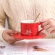 Household Ceramic Coffee Cup Set with Spoon and Saucer for Elegant Afternoon Tea