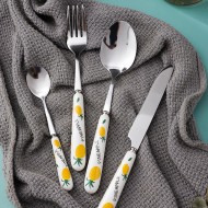 Creative  Ceramic Handle Fruit Pattern SS Fork, Knife, Spoon, Chopsticks, Steak Flatware Set Creative  Ceramic Handle Fruit Pattern SS Fork, Knife, Spoon, Chopsticks, Steak Flatware Set