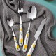 クリエイティブセラミックハンドルフルーツパターンSSフォーク、ナイフ、スプーン、箸、ステーキ食器セット