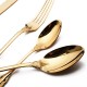 Europe Retro Gold, Silver Flatware Set Engraved Fork, Spoon, Knife For Dinner Set of 4
