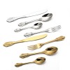 Europe Retro Gold, Silver Flatware Set Engraved Fork, Spoon, Knife For Dinner Set of 4