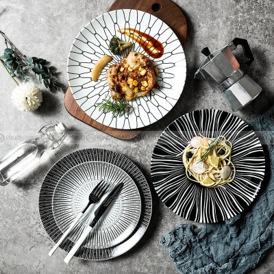Contemporary Monochrome Ceramic Dinner Plates - Set of 2 (8" and 10") Contemporary Monochrome Ceramic Dinner Plates - Set of 2 (8" and 10")