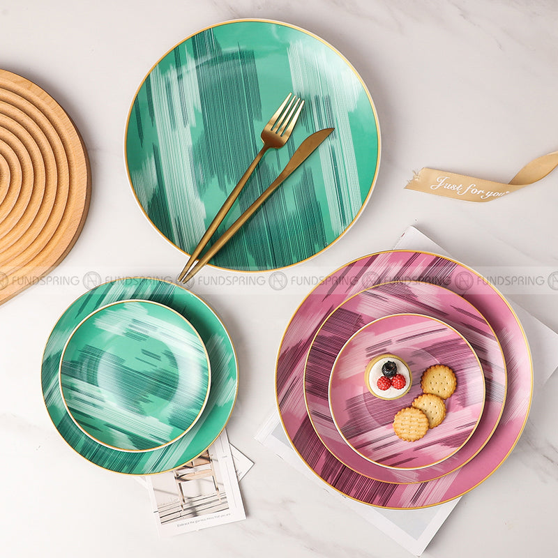 Versatile Ceramic Plate Set - Ideal for Steak and Desserts (8" and 10")