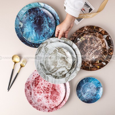 Nordic Elegance Marble Dinner Plate Set with Simplistic Round Design Set of 2 (8" and 10") Nordic Elegance Marble Dinner Plate Set with Simplistic Round Design Set of 2 (8" and 10")