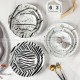 European Elegance Ceramic Dinner Plates - Marble-Inspired, Black and White Striped Set (8" and 10")
