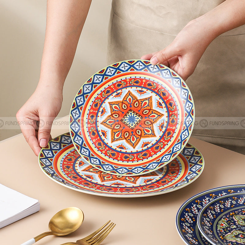 Elegant Ceramic Ensemble: Set of 2 Literary Tableware Dinner Plates (8" and 10")