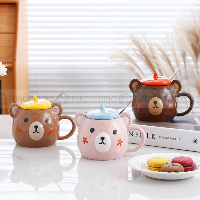 세라믹 컵 워터 컵 귀여운 곰 커피 컵 우유 컵 380ml