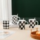 Checkerboard Ceramic Mug Black and White Checkered Coffee Cup