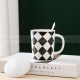 체커보드 세라믹 머그잔 흑백 체크무늬 커피 컵
