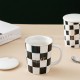 Checkerboard Ceramic Mug Black and White Checkered Coffee Cup