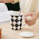 체커보드 세라믹 머그잔 흑백 체크무늬 커피 컵