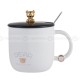 Black and White Ceramic Coffee Mug - Coffee Cup with Lid And Spoon