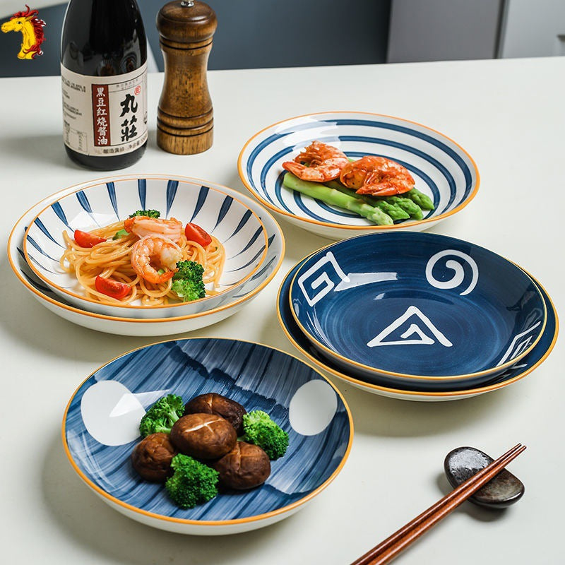 Harmony in Simplicity: Set of 4 Japanese Ceramic Deep Plates (7'' and 8'') - Timeless Elegance for Every Meal