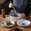 Serene Elegance: Vertical Pattern Underglaze Ceramic Round Dining Plates