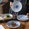 Serene Elegance: Vertical Pattern Underglaze Ceramic Round Dining Plates