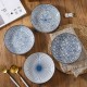 Serene Elegance: Vertical Pattern Underglaze Ceramic Round Dining Plates