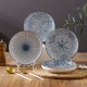 Serene Elegance: Vertical Pattern Underglaze Ceramic Round Dining Plates